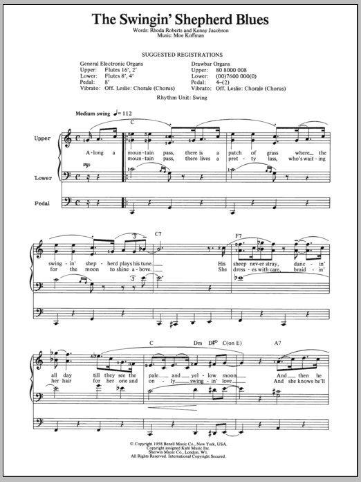 Moe Koffman Swingin' Shepherd Blues Sheet Music Notes & Chords for Organ - Download or Print PDF