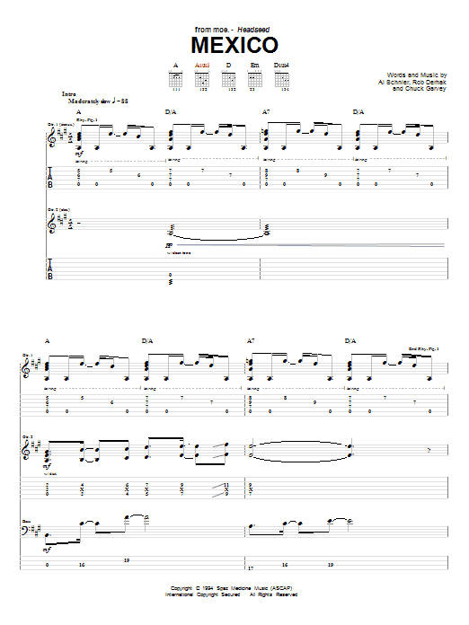 moe. Mexico Sheet Music Notes & Chords for Guitar Tab - Download or Print PDF