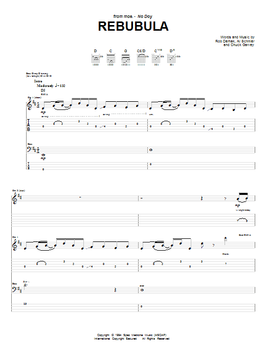 moe. Rebubula Sheet Music Notes & Chords for Guitar Tab - Download or Print PDF