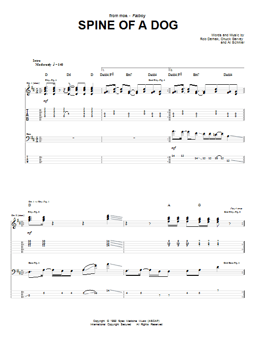 moe. Spine Of A Dog Sheet Music Notes & Chords for Guitar Tab - Download or Print PDF