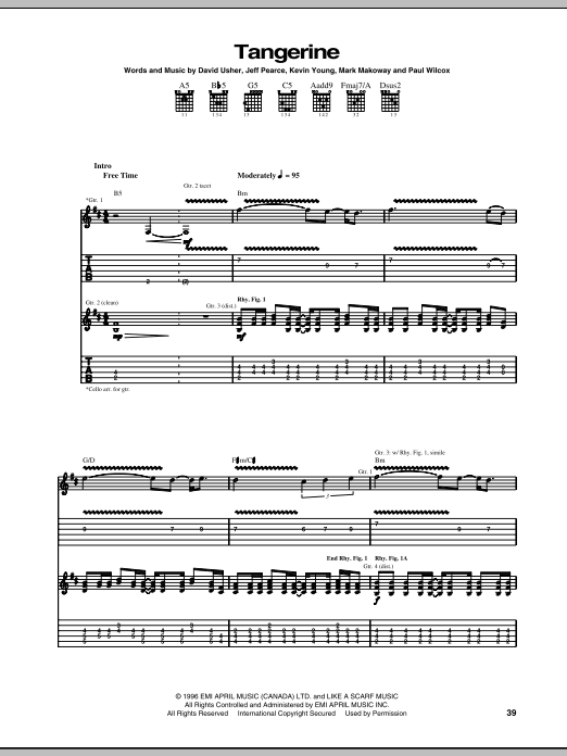 Moist Tangerine Sheet Music Notes & Chords for Guitar Tab - Download or Print PDF