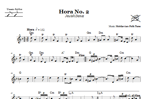 Moldavian Folk Tune Hora No. 2 (Jewish Dance) Sheet Music Notes & Chords for Melody Line, Lyrics & Chords - Download or Print PDF