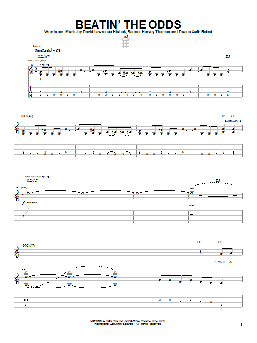 Molly Hatchet Beatin' The Odds Sheet Music Notes & Chords for Guitar Tab - Download or Print PDF