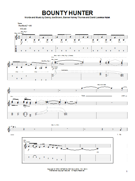 Molly Hatchet Bounty Hunter Sheet Music Notes & Chords for Guitar Tab - Download or Print PDF