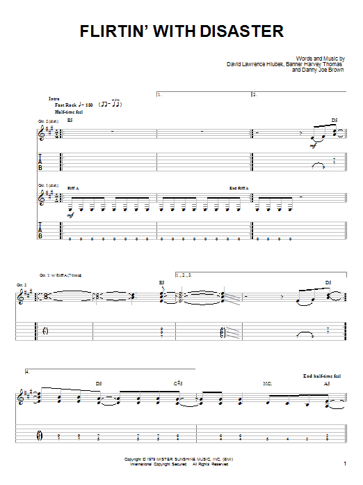 Molly Hatchet Flirtin' With Disaster Sheet Music Notes & Chords for Guitar Tab Play-Along - Download or Print PDF