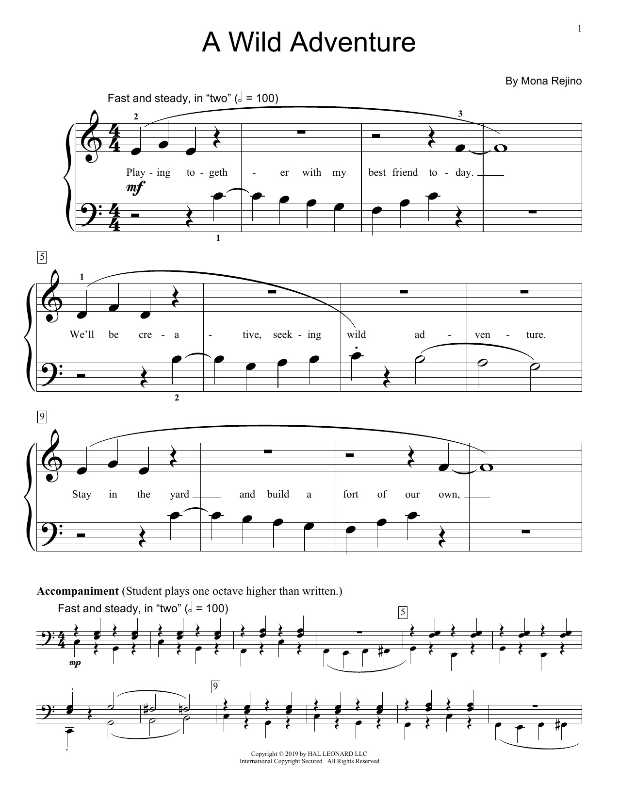 Mona Rejino A Wild Adventure Sheet Music Notes & Chords for Educational Piano - Download or Print PDF