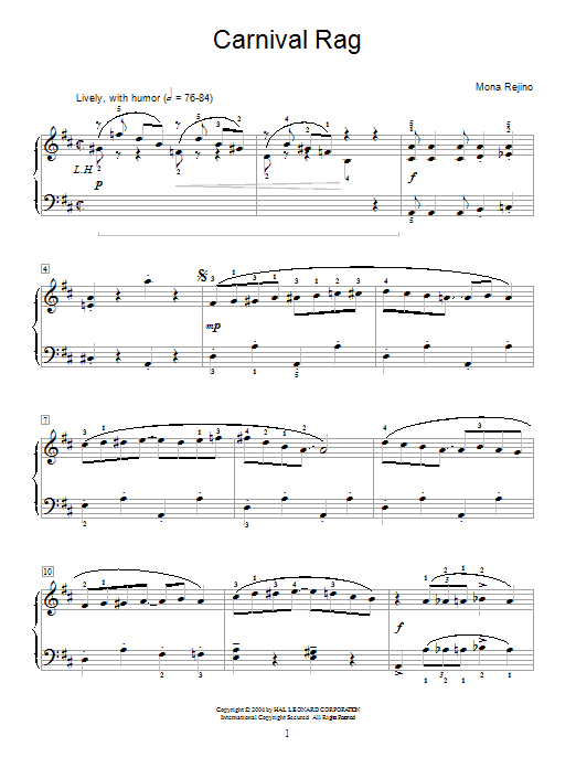 Mona Rejino Carnival Rag Sheet Music Notes & Chords for Educational Piano - Download or Print PDF