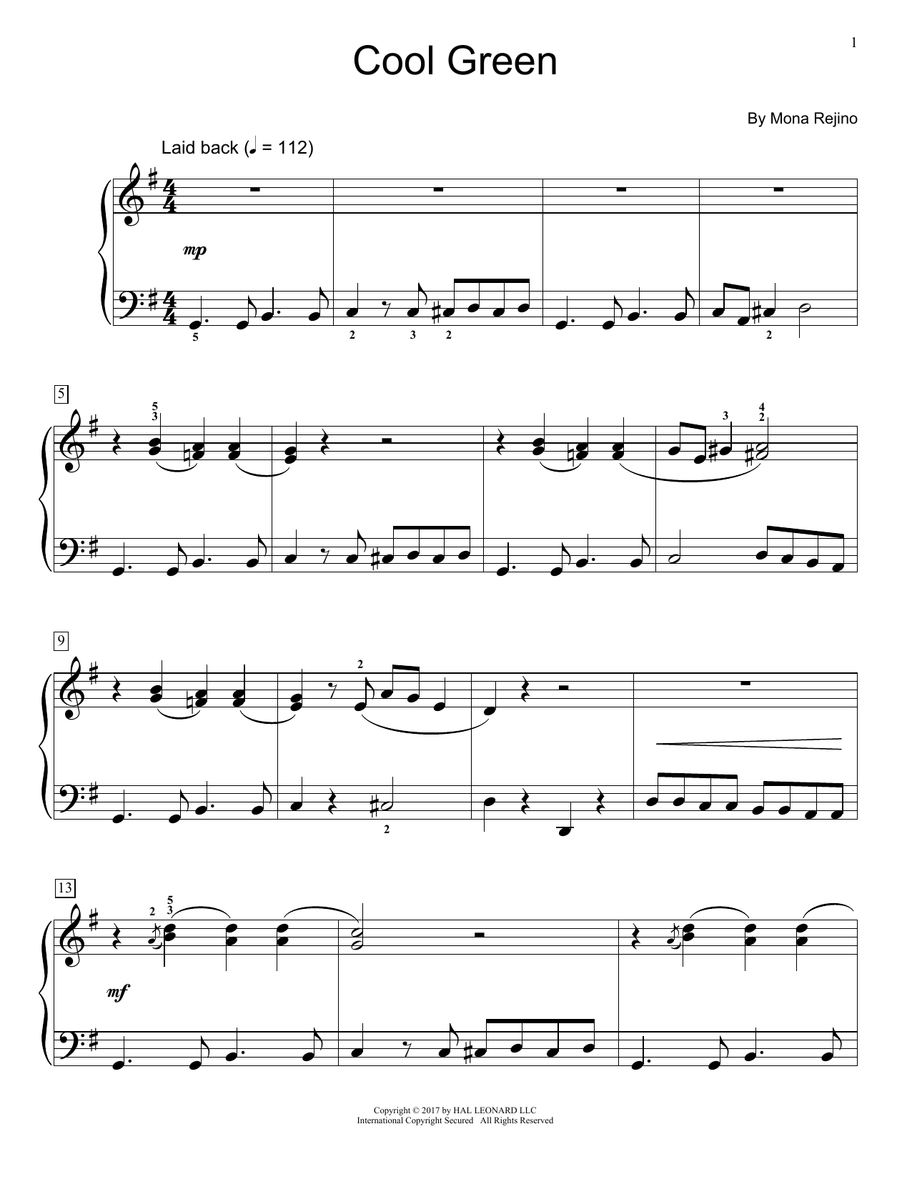 Mona Rejino Cool Green Sheet Music Notes & Chords for Educational Piano - Download or Print PDF