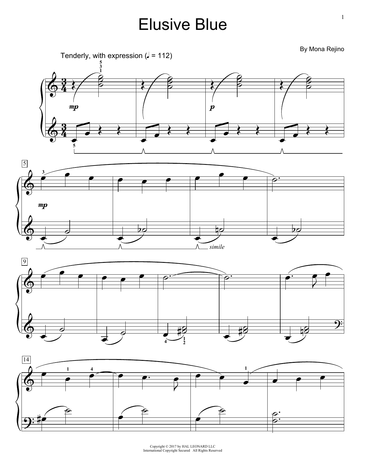 Mona Rejino Elusive Blue Sheet Music Notes & Chords for Educational Piano - Download or Print PDF