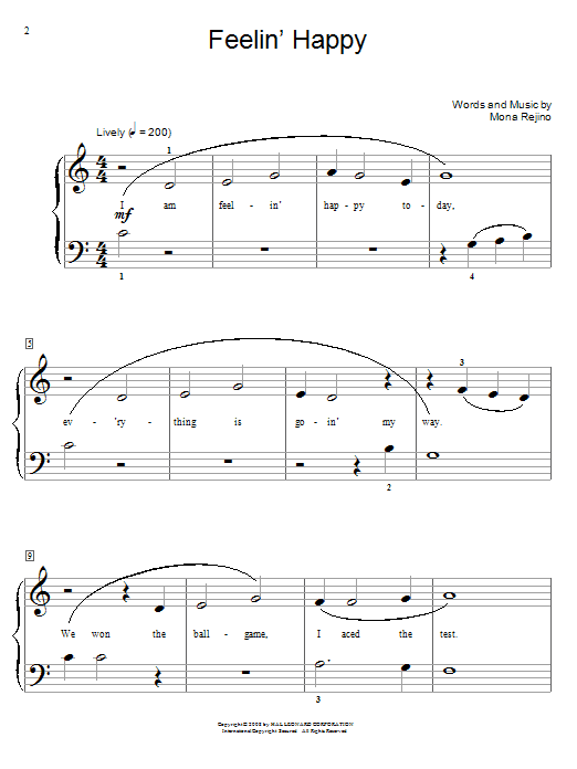 Mona Rejino Feelin' Happy Sheet Music Notes & Chords for Educational Piano - Download or Print PDF