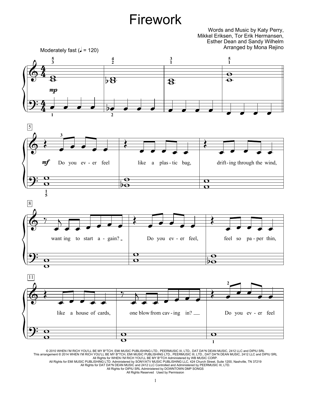 Mona Rejino Firework Sheet Music Notes & Chords for Educational Piano - Download or Print PDF