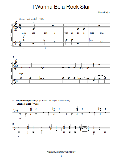Mona Rejino I Wanna Be A Rock Star Sheet Music Notes & Chords for Educational Piano - Download or Print PDF