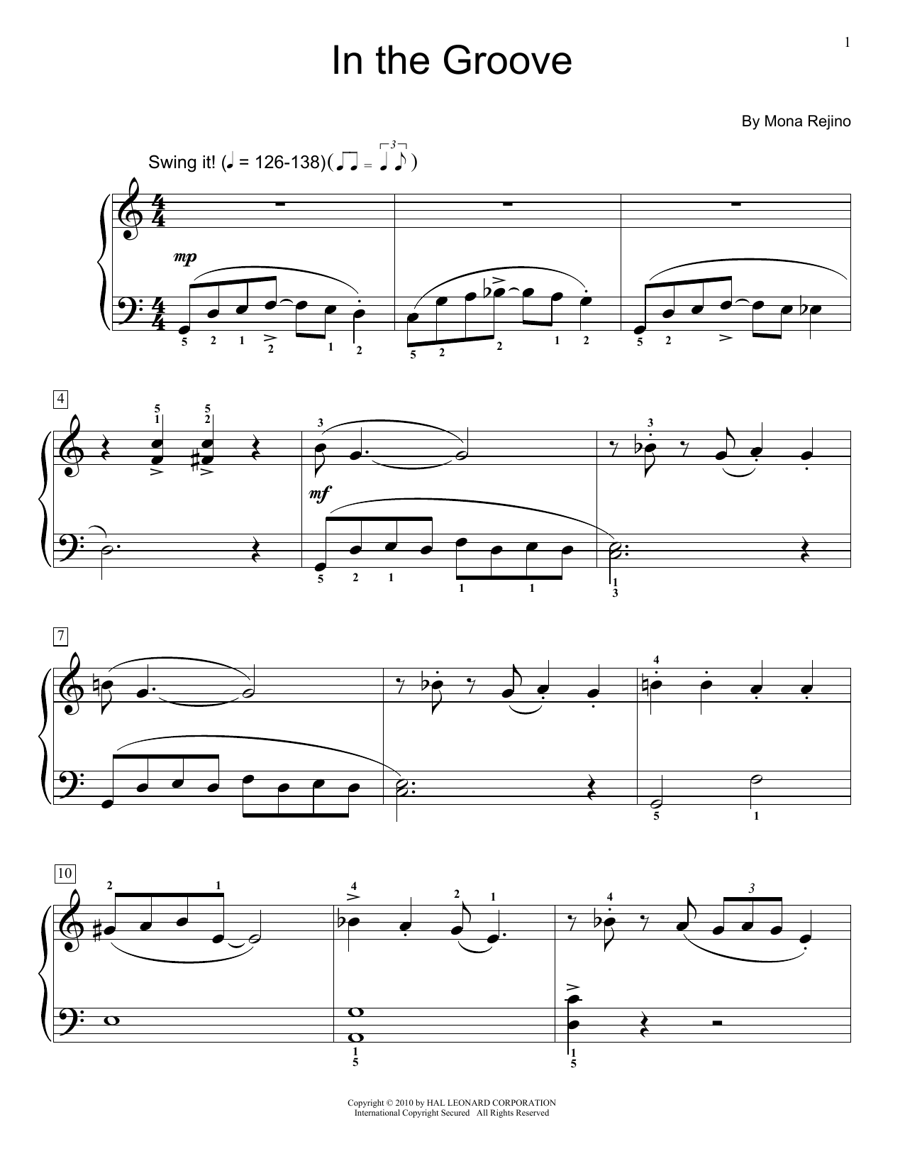 Mona Rejino In The Groove Sheet Music Notes & Chords for Educational Piano - Download or Print PDF