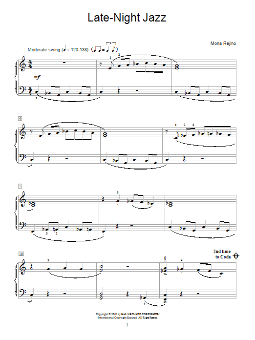 Mona Rejino Late-Night Jazz Sheet Music Notes & Chords for Educational Piano - Download or Print PDF Mona Rejino Late-Night Jazz Sheet Music Notes & Chords for Educational Piano - Download or Print PDF