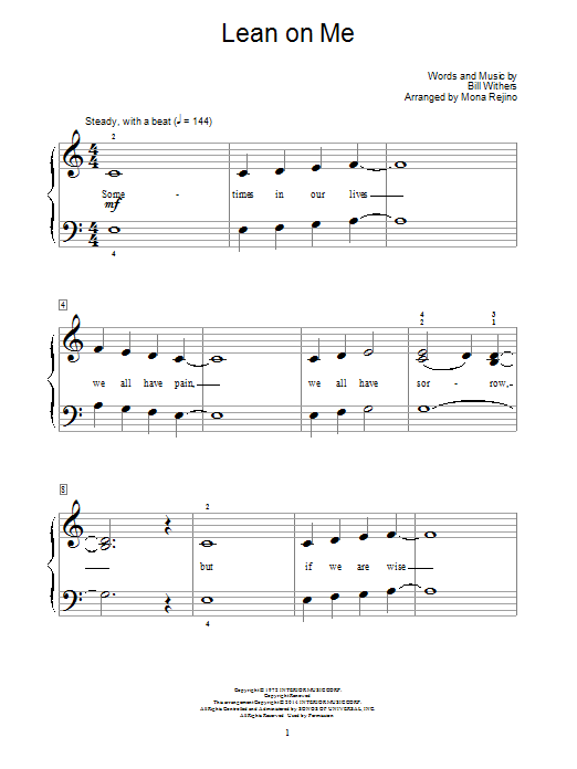 Mona Rejino Lean On Me Sheet Music Notes & Chords for Educational Piano - Download or Print PDF