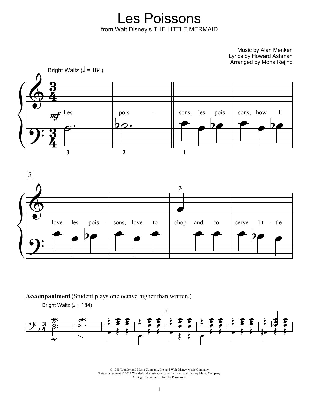 Mona Rejino Les Poissons (from The Little Mermaid) Sheet Music Notes & Chords for Educational Piano - Download or Print PDF