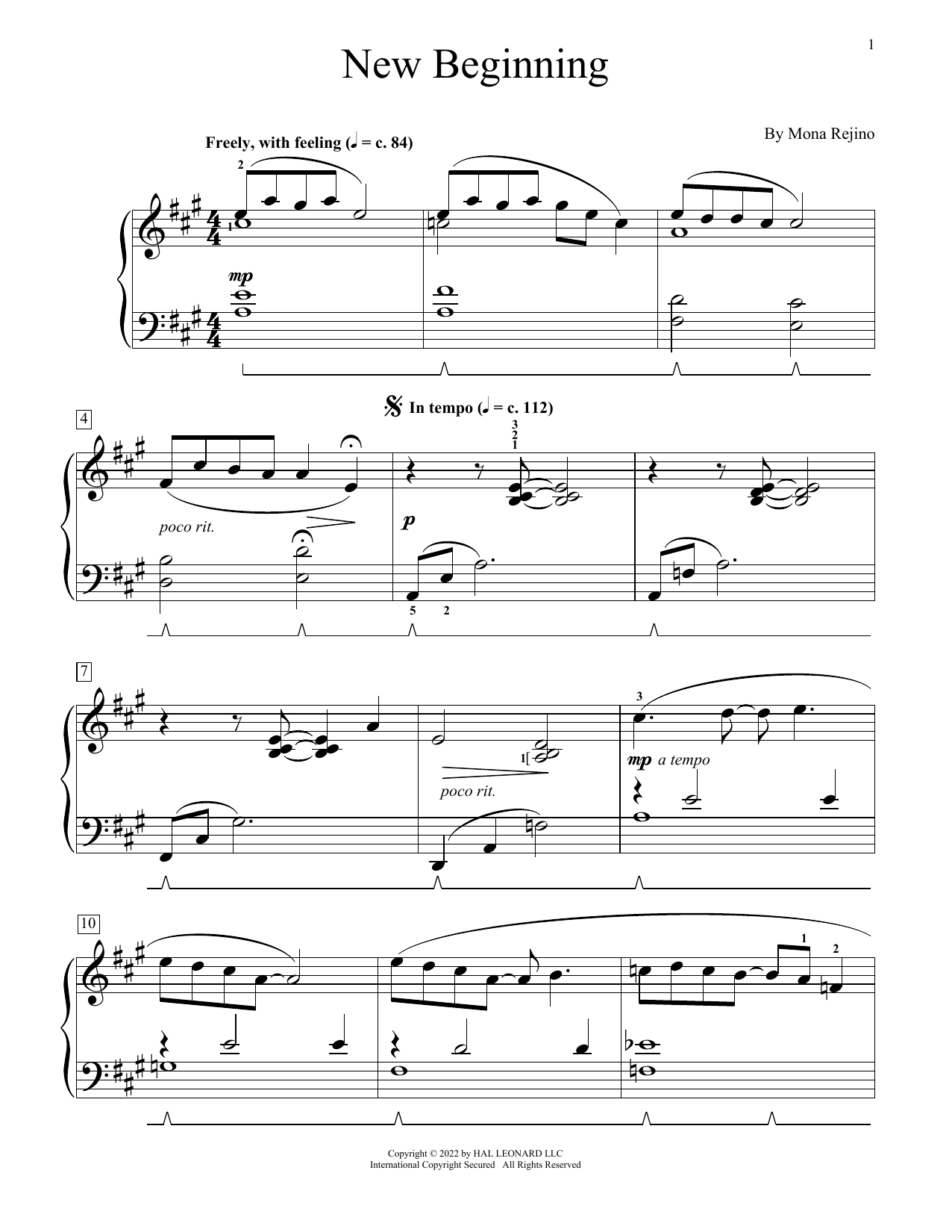 Mona Rejino New Beginning Sheet Music Notes & Chords for Educational Piano - Download or Print PDF