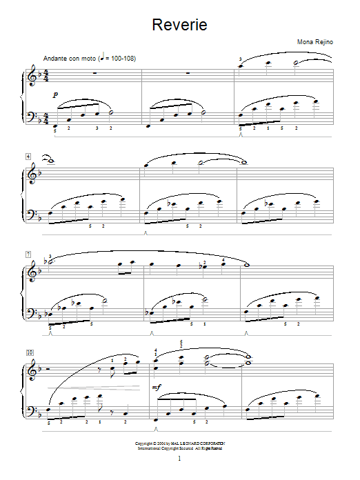 Mona Rejino Reverie Sheet Music Notes & Chords for Educational Piano - Download or Print PDF