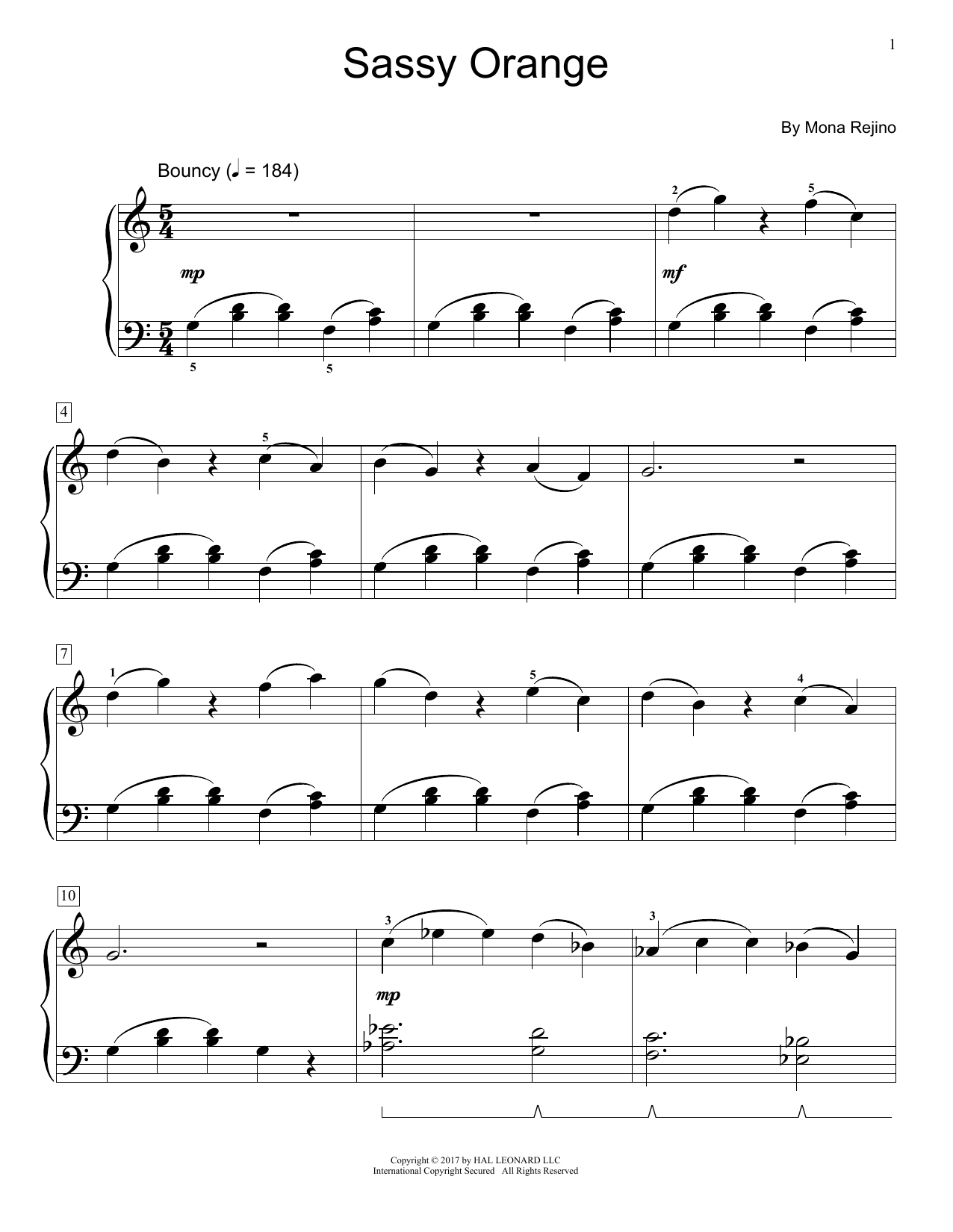 Mona Rejino Sassy Orange Sheet Music Notes & Chords for Educational Piano - Download or Print PDF
