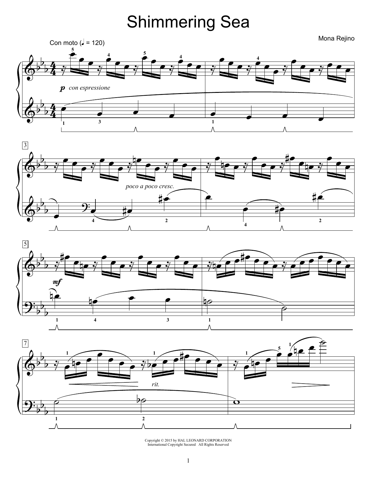Mona Rejino Shimmering Sea Sheet Music Notes & Chords for Educational Piano - Download or Print PDF Mona Rejino Shimmering Sea Sheet Music Notes & Chords for Educational Piano - Download or Print PDF