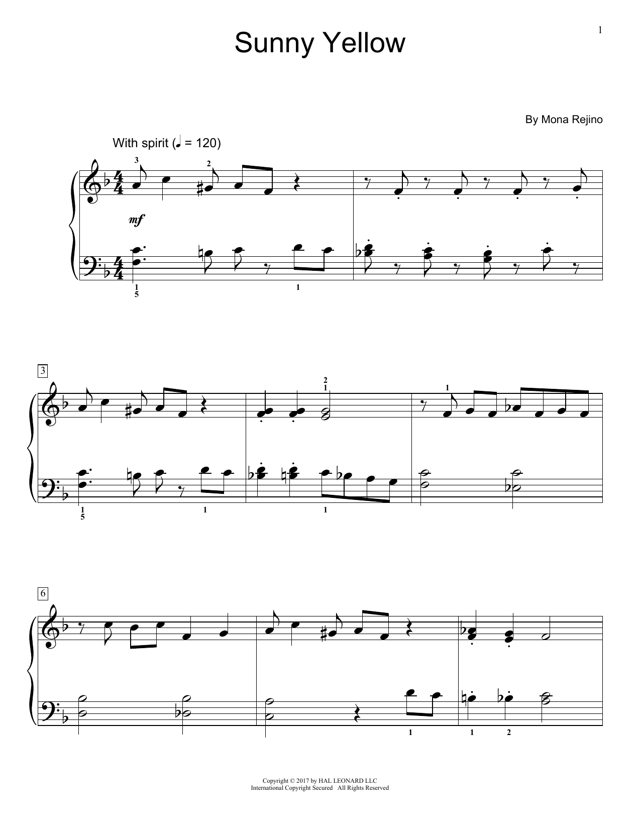 Mona Rejino Sunny Yellow Sheet Music Notes & Chords for Educational Piano - Download or Print PDF