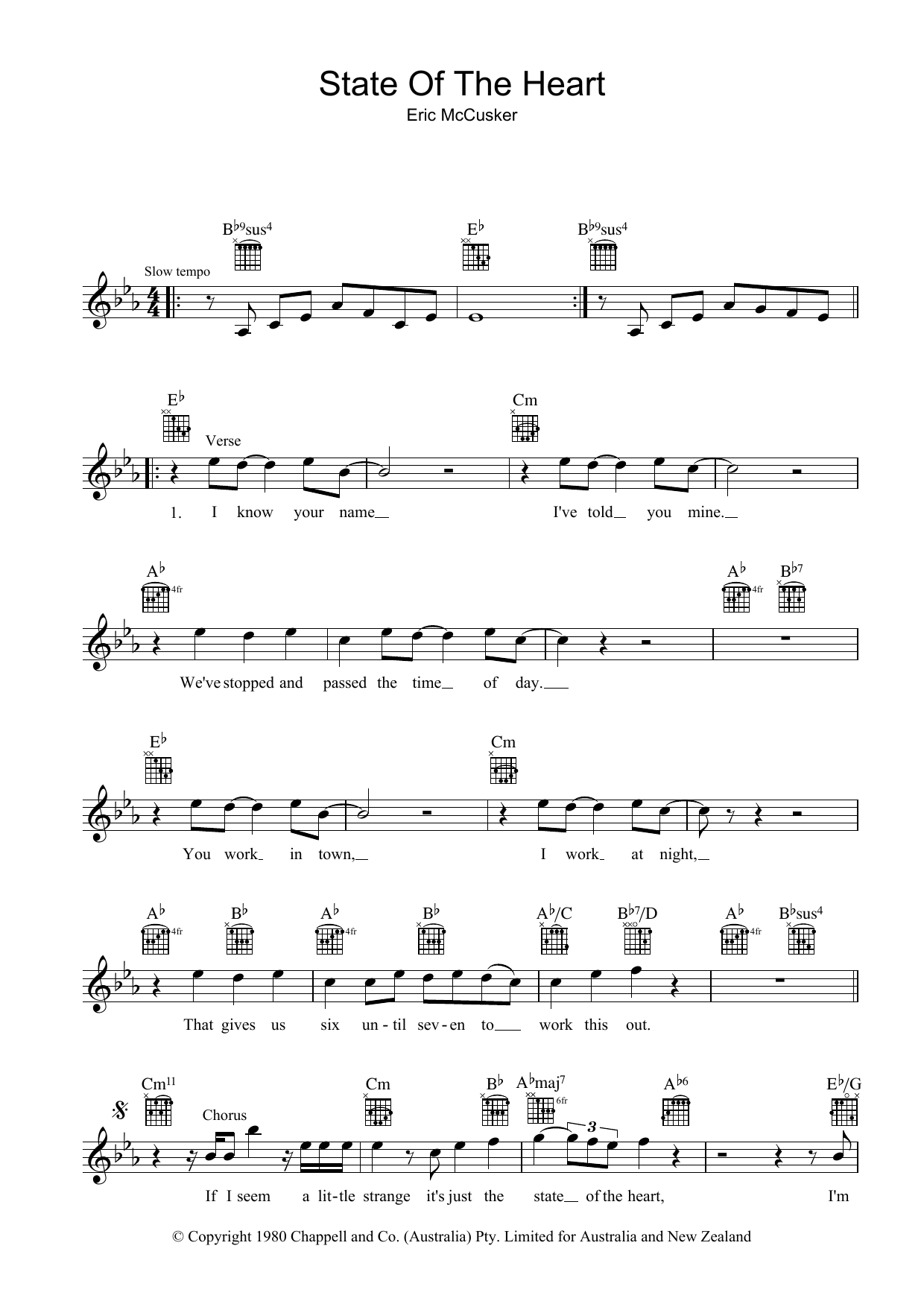 Mondo Rock State Of The Heart Sheet Music Notes & Chords for Piano, Vocal & Guitar Chords (Right-Hand Melody) - Download or Print PDF