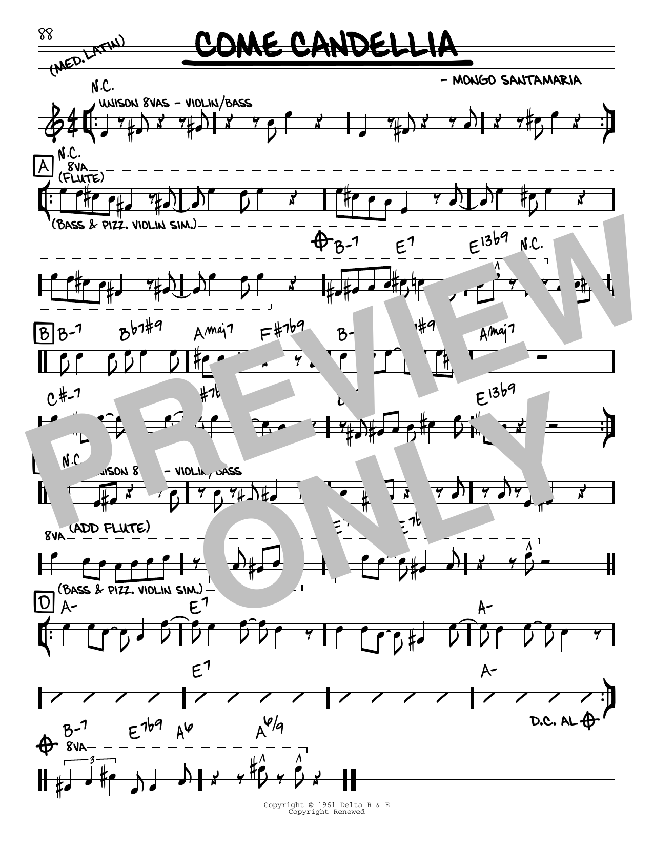 Mongo Santamaria Come Candellia Sheet Music Notes & Chords for Real Book – Melody & Chords - Download or Print PDF