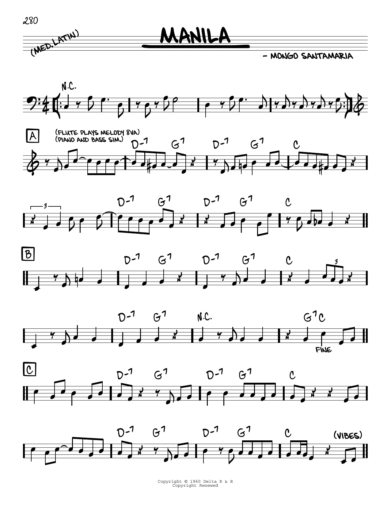 Mongo Santamaria Manila Sheet Music Notes & Chords for Real Book – Melody & Chords - Download or Print PDF