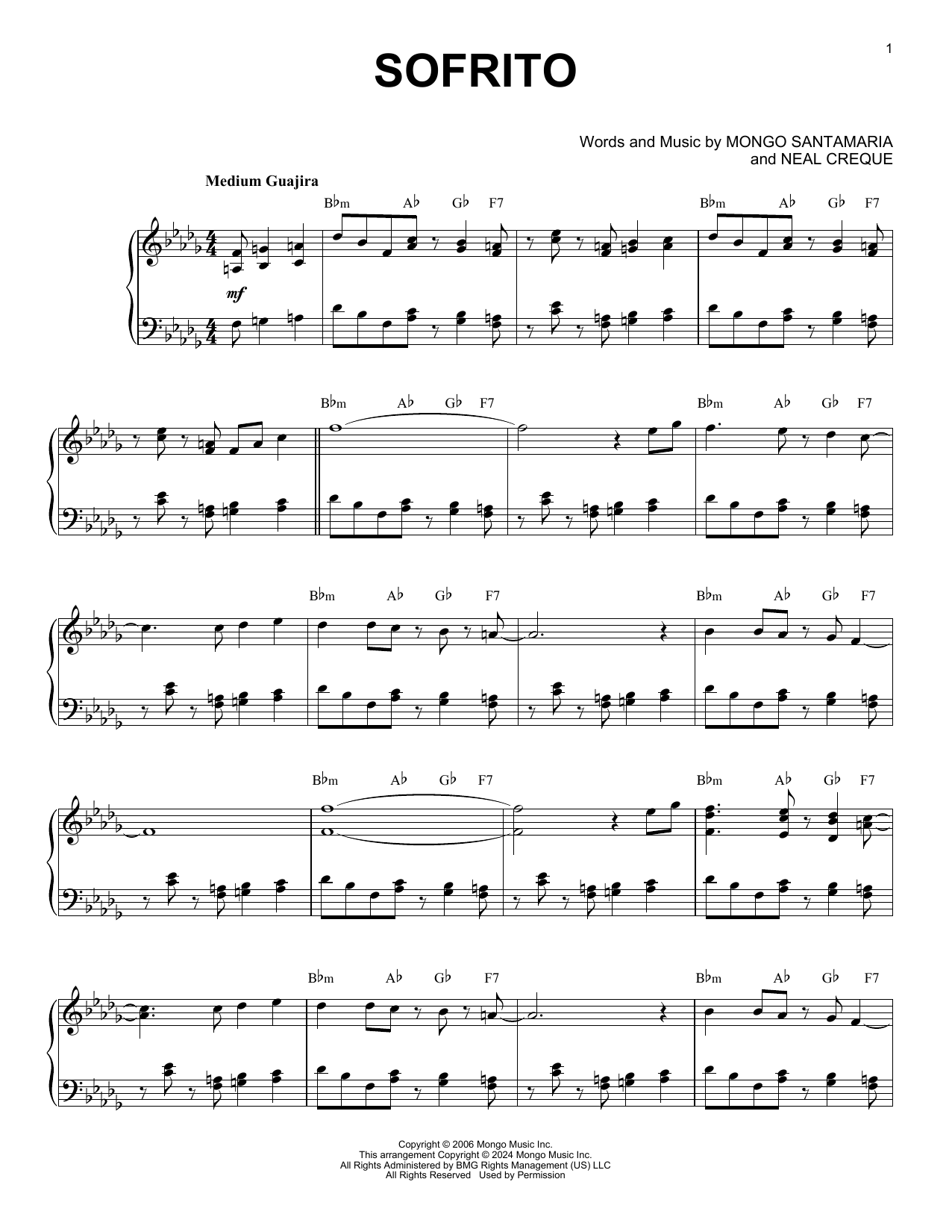 Mongo Santamaria Sofrito (arr. Brent Edstrom) Sheet Music Notes & Chords for Piano Solo - Download or Print PDF