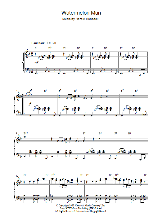 Mongo Santamaria Watermelon Man Sheet Music Notes & Chords for Piano - Download or Print PDF