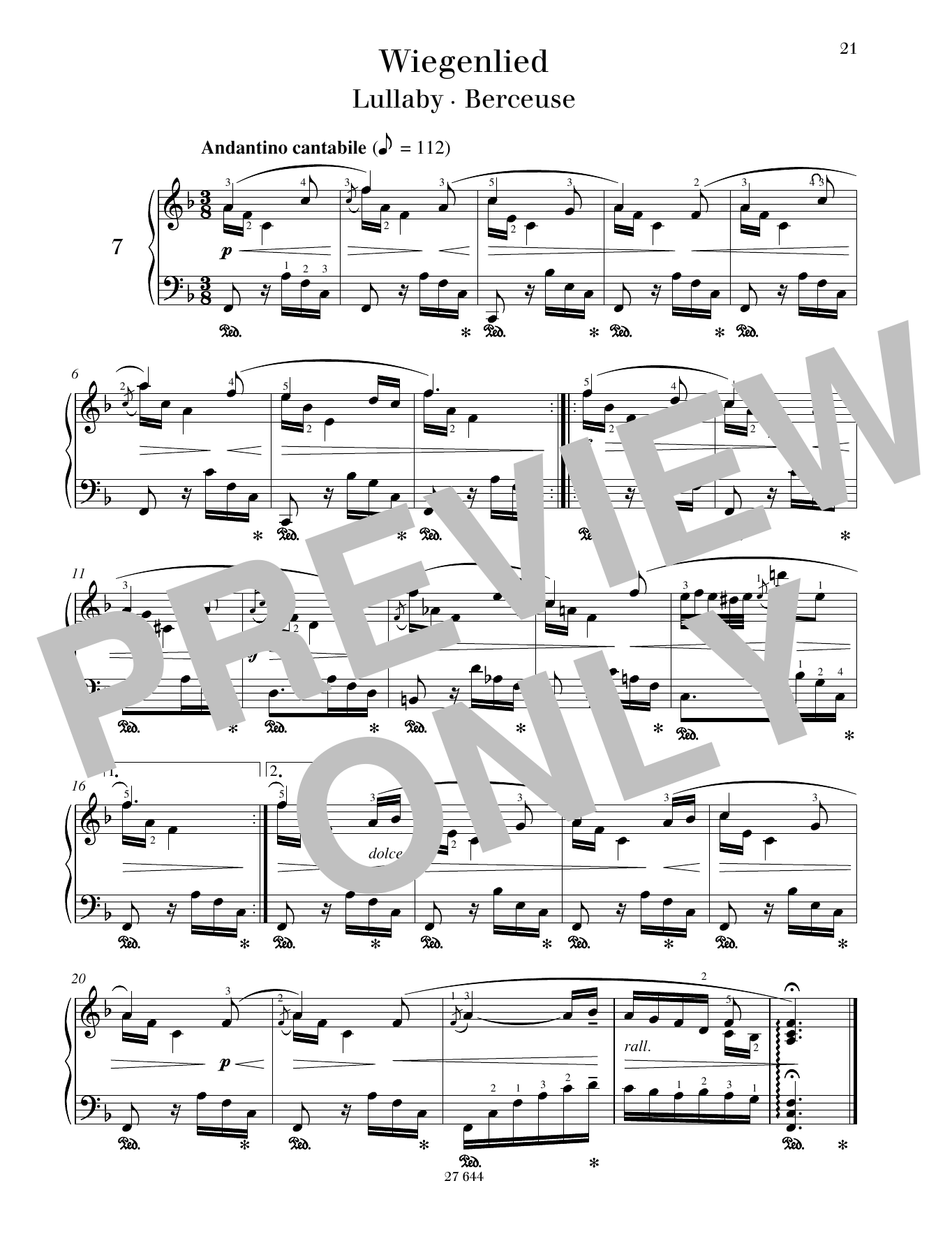 Monika Twelsiek Lullaby Sheet Music Notes & Chords for Piano Solo - Download or Print PDF