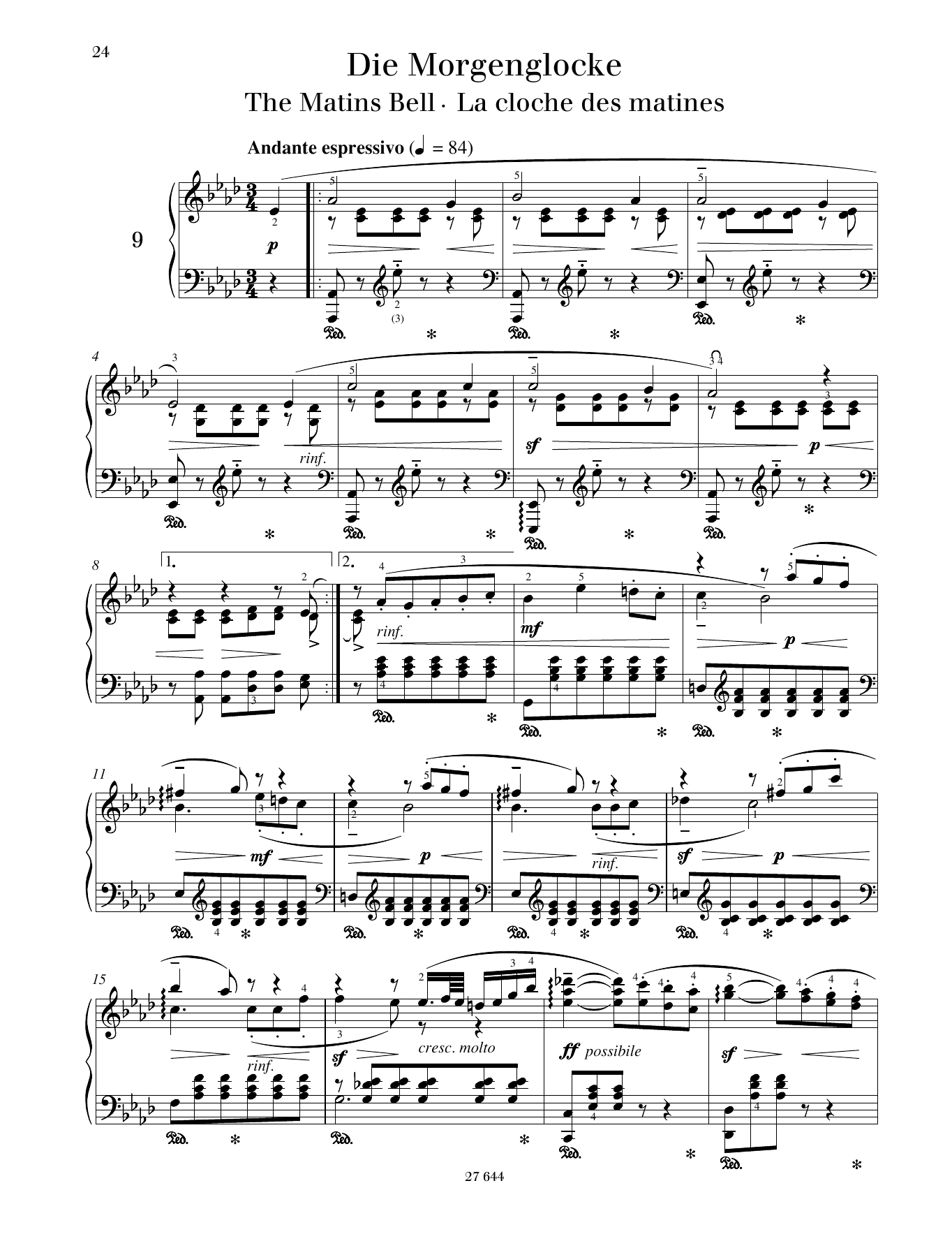 Monika Twelsiek The Matins Bell Sheet Music Notes & Chords for Piano Solo - Download or Print PDF
