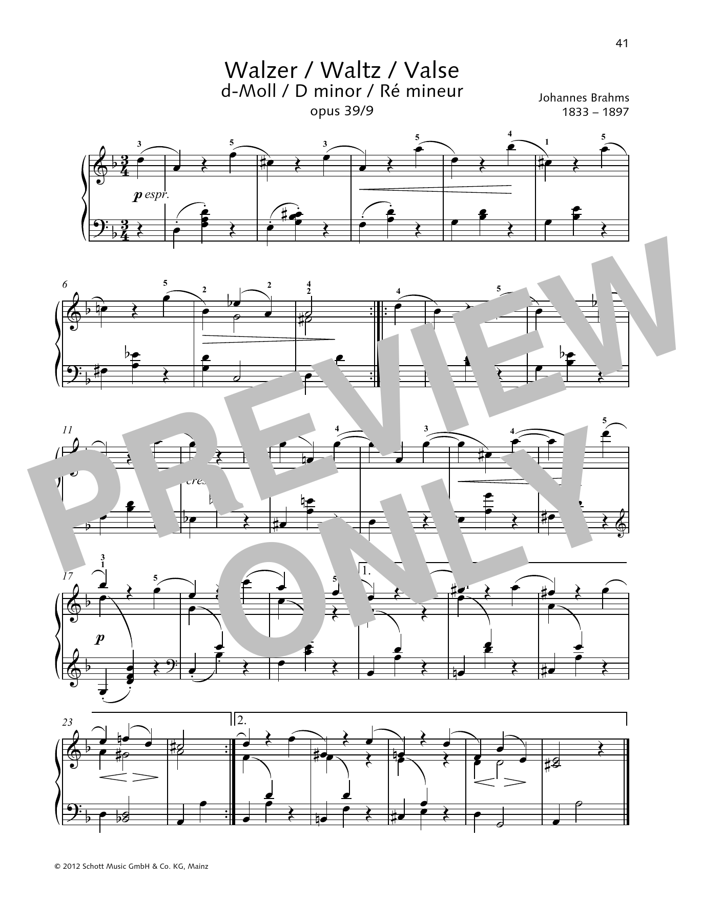 Monika Twelsiek Waltz D minor Sheet Music Notes & Chords for Piano Solo - Download or Print PDF