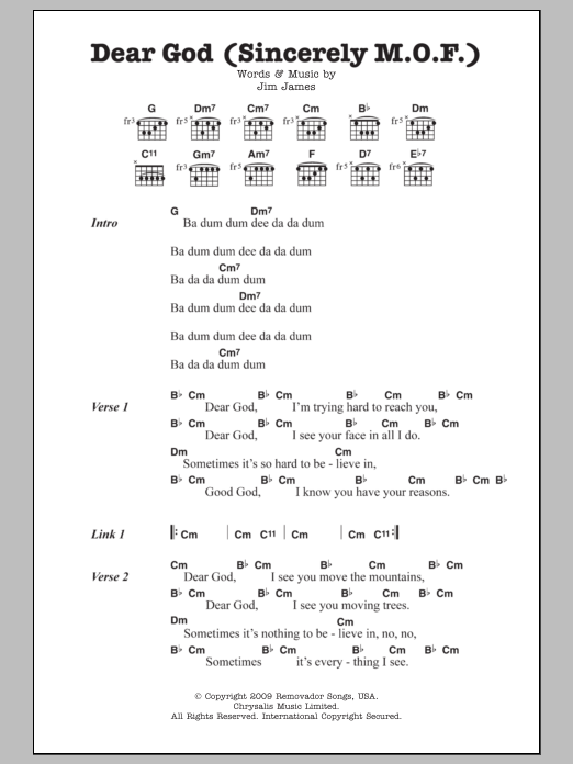 Monsters Of Folk Dear God (Sincerely M.O.F.) Sheet Music Notes & Chords for Lyrics & Chords - Download or Print PDF