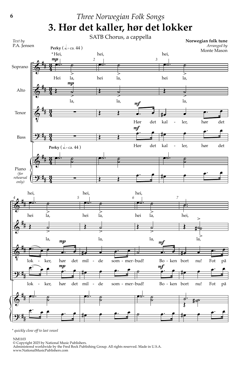 Monte Mason Hor det kaller, hor det lokker Sheet Music Notes & Chords for SATB Choir - Download or Print PDF Monte Mason Hor det kaller, hor det lokker Sheet Music Notes & Chords for SATB Choir - Download or Print PDF
