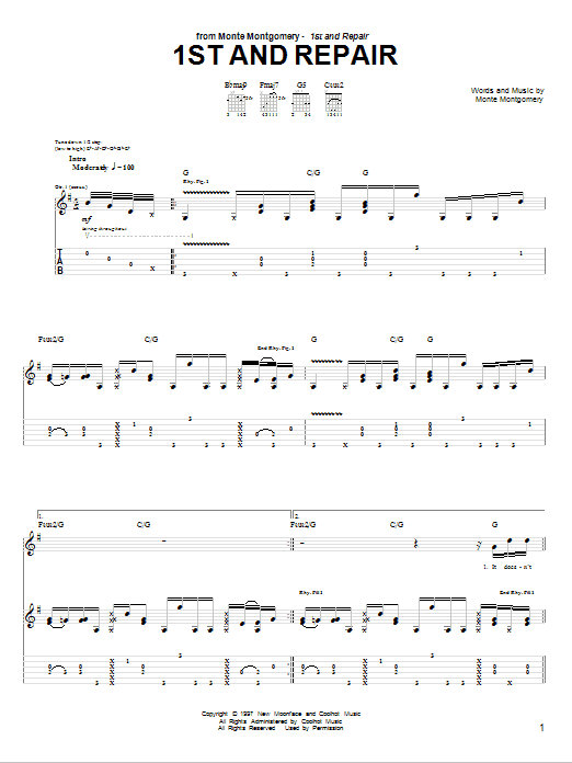 Monte Montgomery 1st And Repair Sheet Music Notes & Chords for Guitar Tab - Download or Print PDF