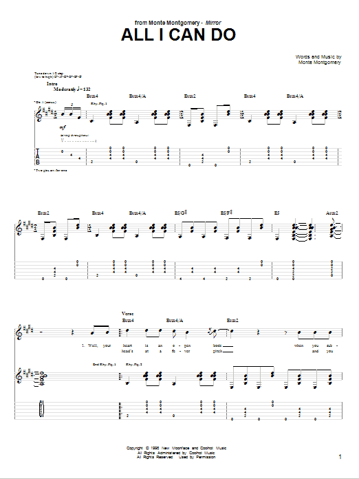 Monte Montgomery All I Can Do Sheet Music Notes & Chords for Guitar Tab - Download or Print PDF