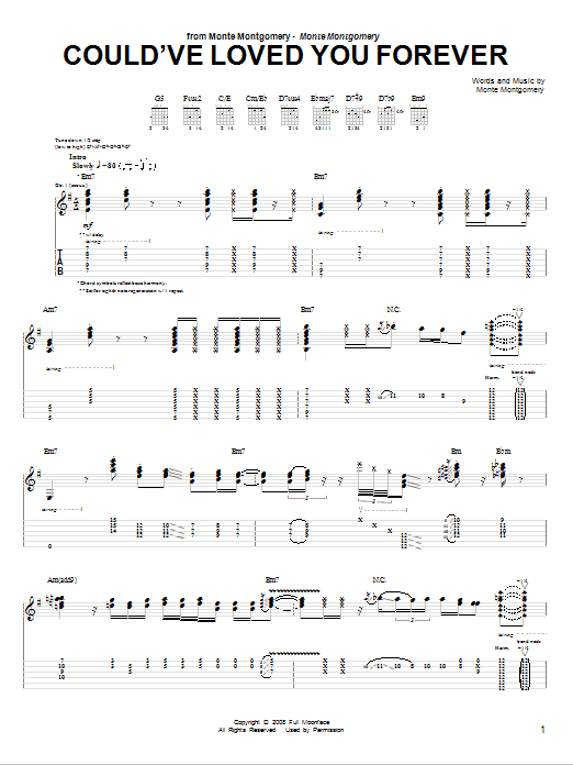 Monte Montgomery Could've Loved You Forever Sheet Music Notes & Chords for Guitar Tab - Download or Print PDF