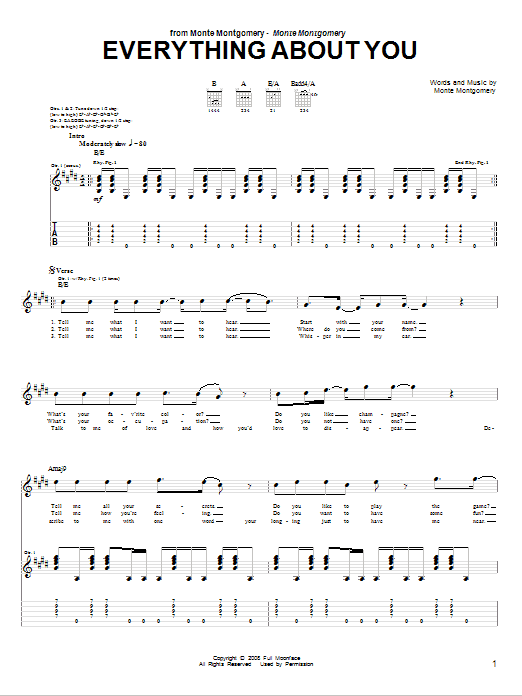 Monte Montgomery Everything About You Sheet Music Notes & Chords for Guitar Tab - Download or Print PDF