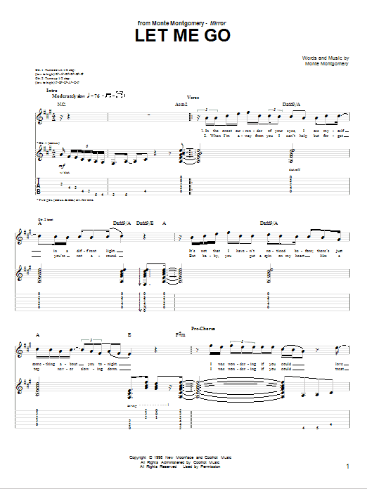 Monte Montgomery Let Me Go Sheet Music Notes & Chords for Guitar Tab - Download or Print PDF