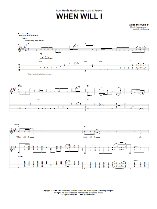 Monte Montgomery When Will I Sheet Music Notes & Chords for Guitar Tab - Download or Print PDF