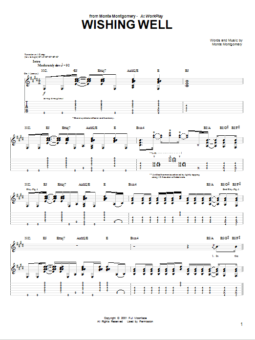 Monte Montgomery Wishing Well Sheet Music Notes & Chords for Guitar Tab - Download or Print PDF