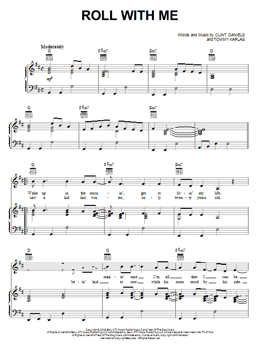 Montgomery Gentry Roll With Me Sheet Music Notes & Chords for Piano, Vocal & Guitar (Right-Hand Melody) - Download or Print PDF