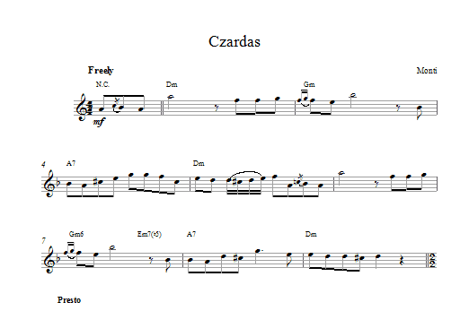 Vittorio Monti Czardas Sheet Music Notes & Chords for Melody Line & Chords - Download or Print PDF