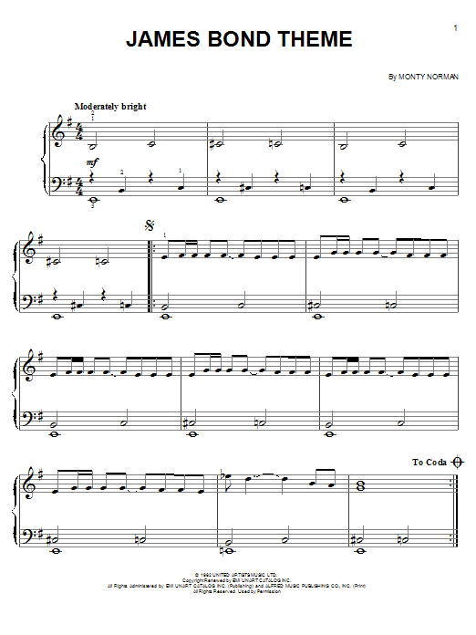 Monty Norman James Bond Theme Sheet Music Notes & Chords for Guitar Tab - Download or Print PDF