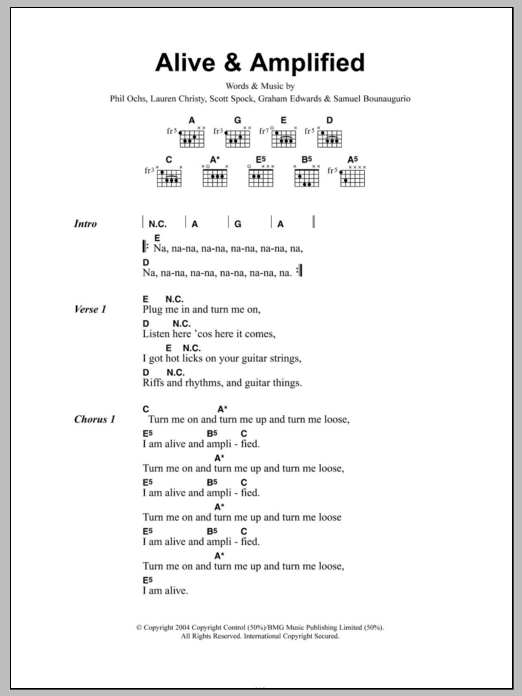 Mooney Suzuki Alive And Amplified Sheet Music Notes & Chords for Lyrics & Chords - Download or Print PDF