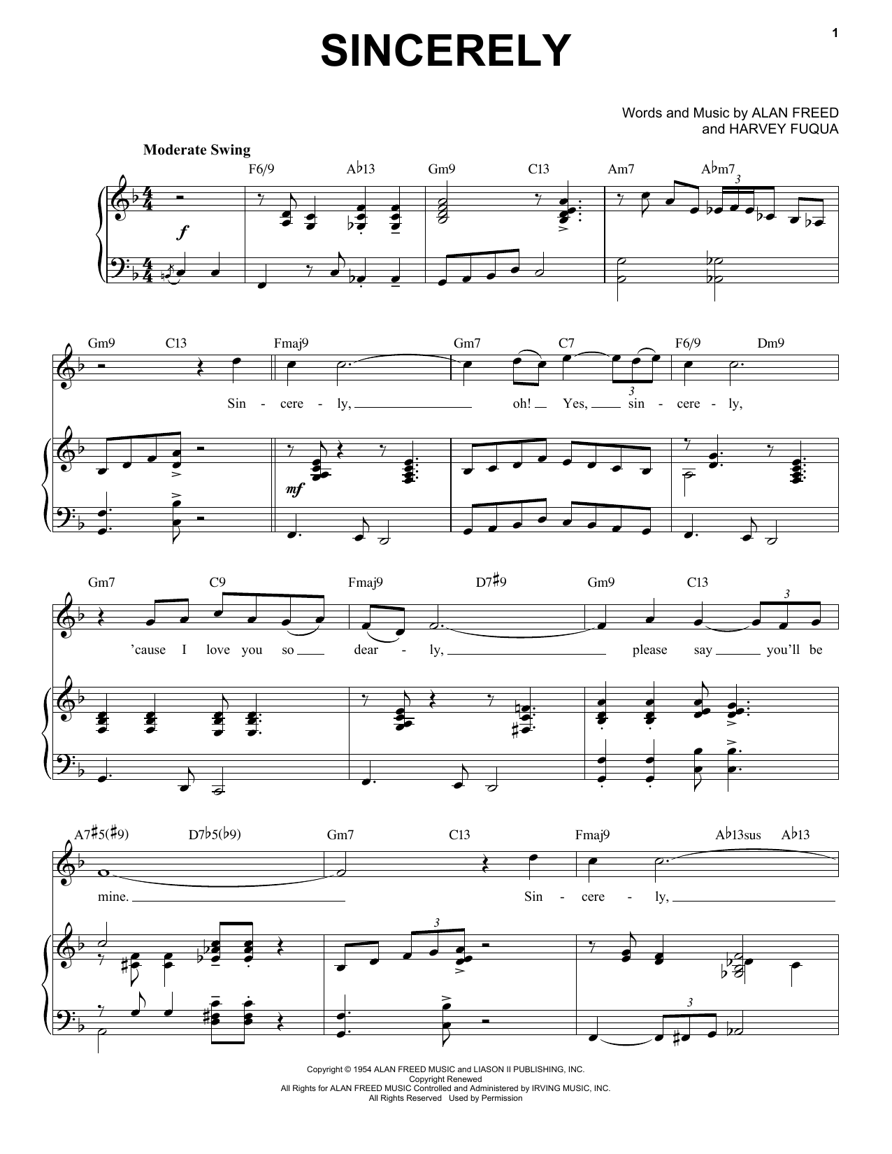Moonglows Sincerely [Jazz version] (arr. Brent Edstrom) Sheet Music Notes & Chords for Piano & Vocal - Download or Print PDF