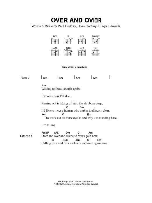 Morcheeba Over And Over Sheet Music Notes & Chords for Lyrics & Chords - Download or Print PDF