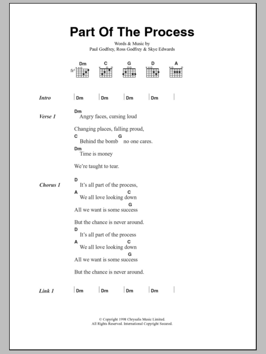 Morcheeba Part Of The Process Sheet Music Notes & Chords for Lyrics & Chords - Download or Print PDF