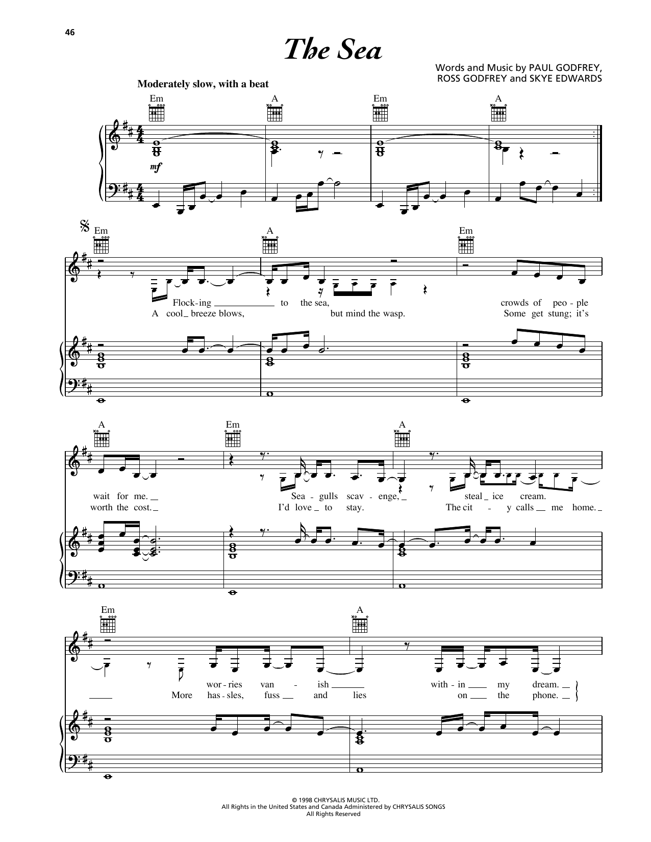 Morcheeba The Sea (MacDowell) Sheet Music Notes & Chords for Piano, Vocal & Guitar Chords (Right-Hand Melody) - Download or Print PDF Morcheeba The Sea (MacDowell) Sheet Music Notes & Chords for Piano, Vocal & Guitar Chords (Right-Hand Melody) - Download or Print PDF